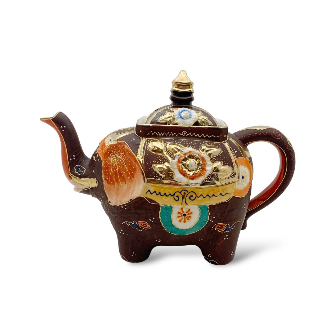 Brown and Gold Elephant Moriage Vintage Teapot Made in Japan Etsy
