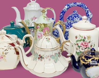 Vintage Teapots | 30 USD Each | Bulk Teapots | Mismatched Tea ware | Tea Party Supplies | Tea Party Decorations