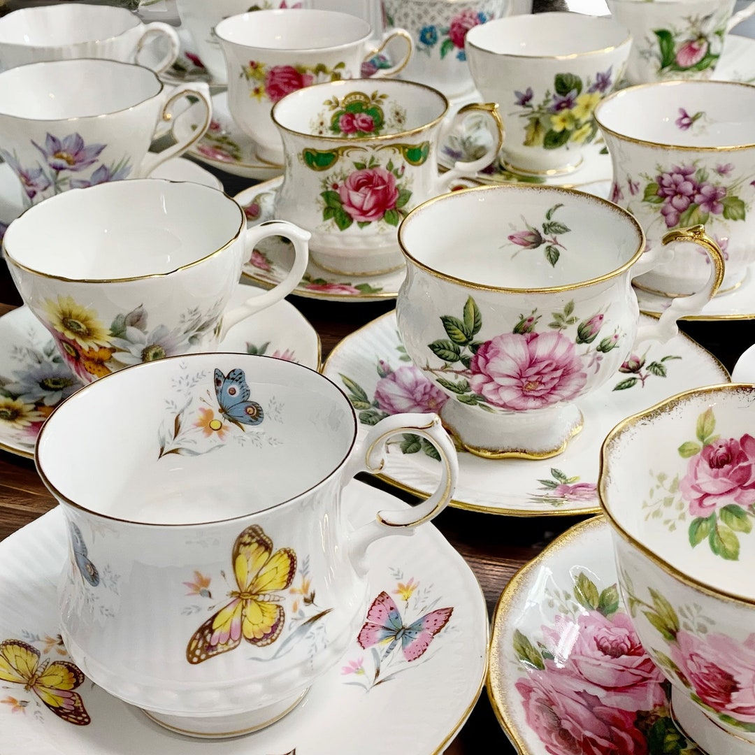 Mismatched Tea Cups and Saucers / Vintage Tea Cups and Saucers Etsy