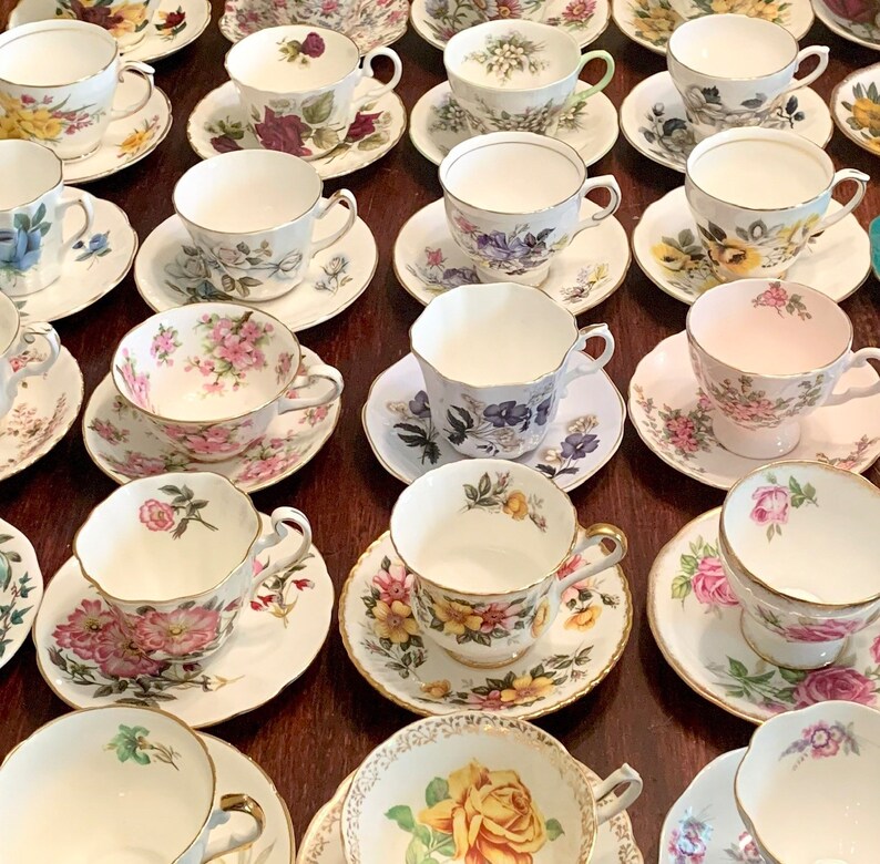 Mismatched Tea Cups and Saucers // Vintage Tea Cups and Etsy