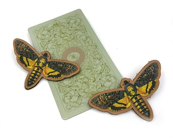 Death's Head Hawk Moth Printed Leather Magnet or Patch