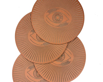 Sous-verre all-seeing Eye Coasters en faux cuir, ensemble de 4