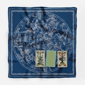 Madam Clara's 24 x 24 inch Astronomical Celestial Heavens Map Spreaddoek Altaardoek van biologisch katoen 2 versies