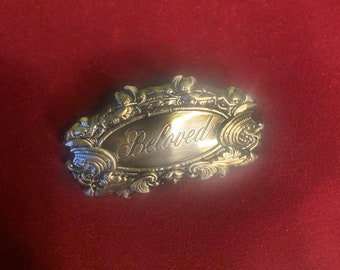 Funerary "Beloved" Memorial Casket-Plate Lapel Pin