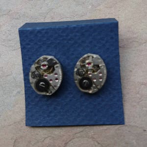 watch movement stud ear rings