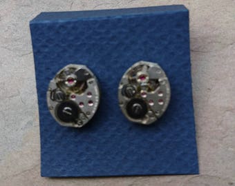 watch movement stud ear rings