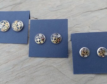 steampunk resin cog stud earrings