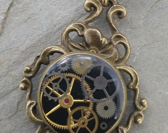 Bronze steampunk resin pendant
