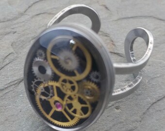 stainless steel steampunk resin ring