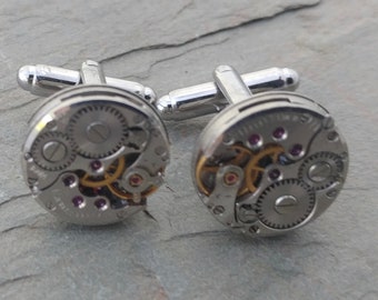 Round watch movement cuff links