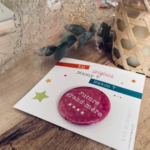 Grootmoeder - Grootouders zwangerschapsaankondiging - kaart met pin-badge
