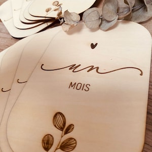 Lot houten mijlpaalkaarten - Eerste jaar baby - geboortecadeau - fotoaccessoire