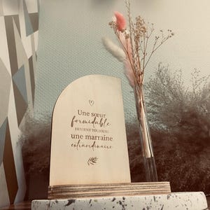 Demande marraine - annonce grossesse - cadre bois avec bouquet fleurs séchées - pregnancy announcement - marraine définition
