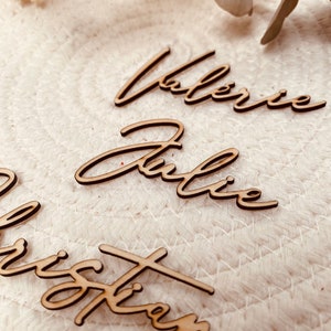 Segnaposto per matrimonio in legno ritagliato - decorazione di nozze - incisione laser su legno - segnaposto a tema naturale