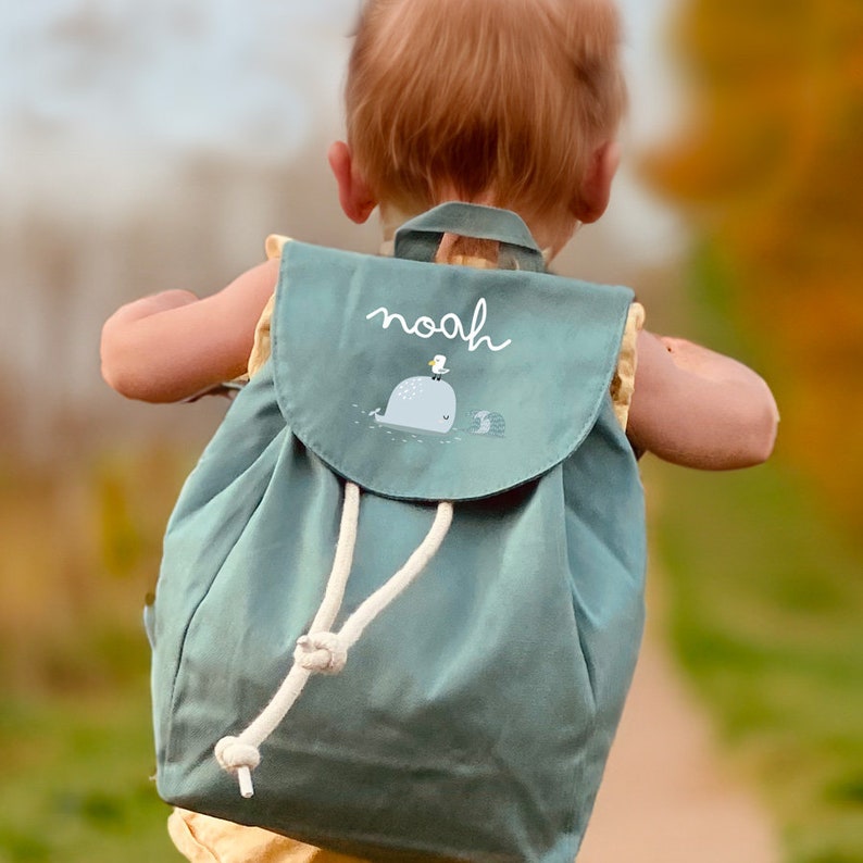 Sac à dos maternelle enfant personnalisé avec prénom coton bio mini sac à dos couleur crèche sport personnalisable image 2