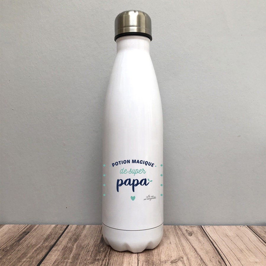 Papa - Bouteille Isotherme Idée Cadeau Pour Papa Fête Des Pères Gourde Utile Zéro Déchet