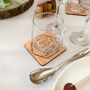Cadeau invité mariage - nature - bohème - Sous-verre - Sous-Bock- souvenir remerciement mariage - personnalisé prénom mariés