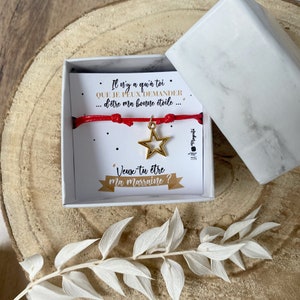 Verzoek om peettante Ster-armband in geschenkverpakking, een origineel verrassingsidee ter aankondiging van de zwangerschap
