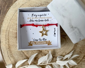 Demande de marraine Bracelet étoile dans boite cadeau, une idée surprise originale annonce grossesse