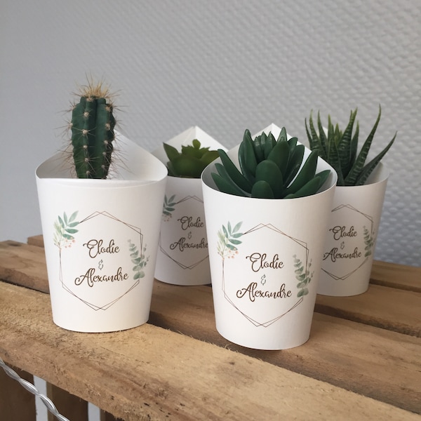 Cadeau invité mariage - nature et bohème - emballage fleur (plante cactus non compris) - ecologique - souvenir remerciement mariage