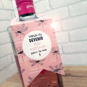 Peetmoederverzoek - zwangerschapsaankondiging - flessenhalslabel voor wijn - champagne - gin - wodka of andere - geboorte
