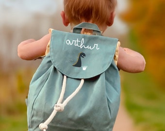 Mochila de jardín de infantes - niño - personalizada con nombre - algodón orgánico - mini mochila de colores - guardería - deporte - personalizable