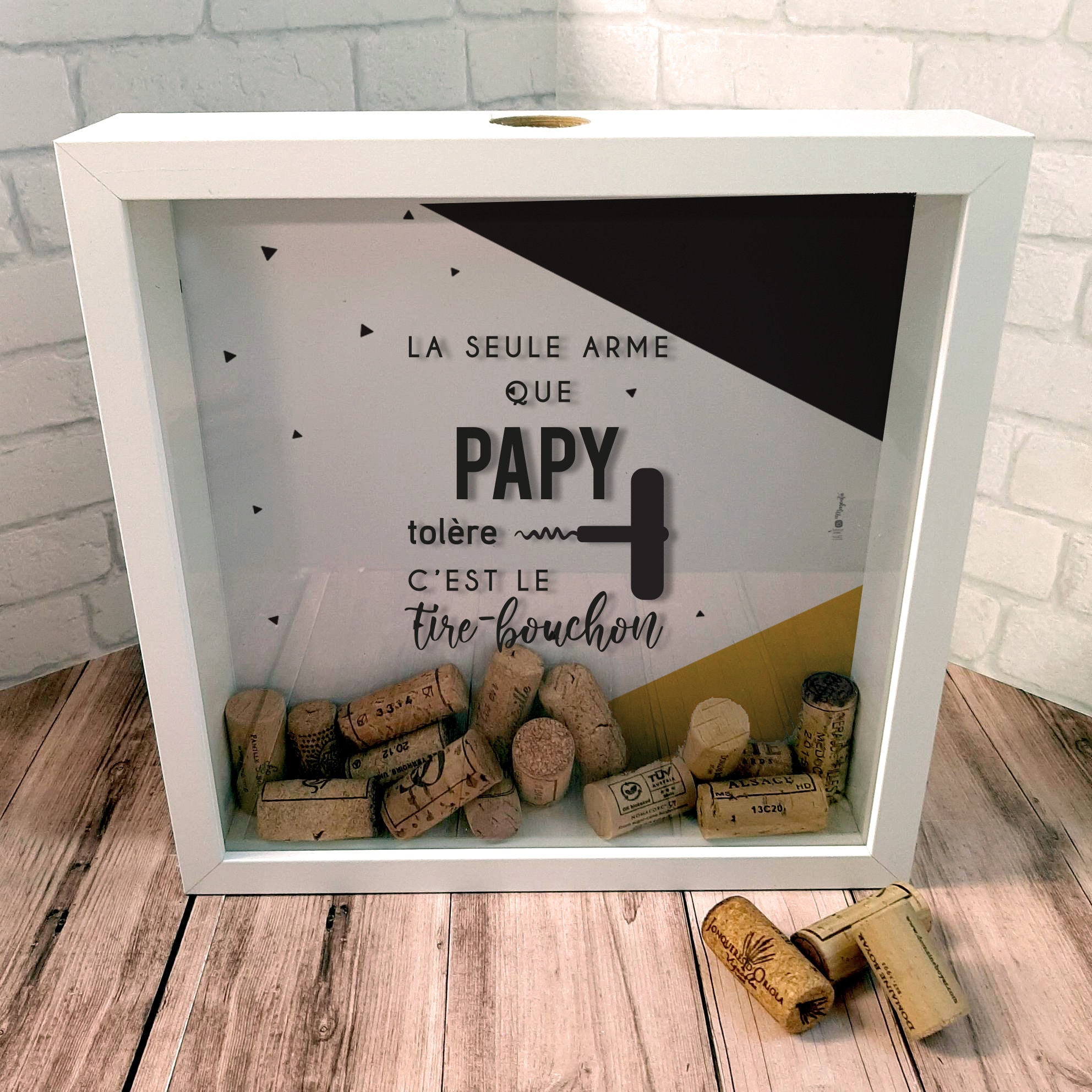 Cadre bouchon de vin papa papy papou idée cadeau anniversaire noel