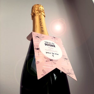 Demande marraine - Etiquette bouteille de vin marraine - Veux tu devenir ma marraine? - etiquette goulot champagne, gin, vodka, wisky