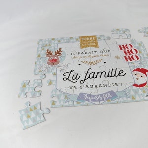 Annonce grossesse Noël Puzzle La famille va s'agrandir naissance bébé image 2