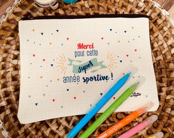 Trousse merci pour cette super année sportive - trousse imitation chanvre - pochette - fourretout - idée cadeau prof