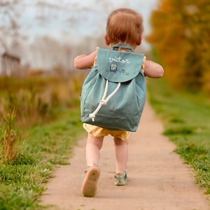 Sac à dos maternelle enfant personnalisé avec prénom coton bio mini sac à dos couleur crèche sport personnalisable image 5