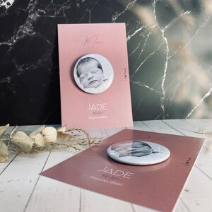 Cadeau invité naissance baptême communion - Carte avec Magnet Photo, souvenir remerciement bébé enfant, Souvenir personnalisé - aimant photo