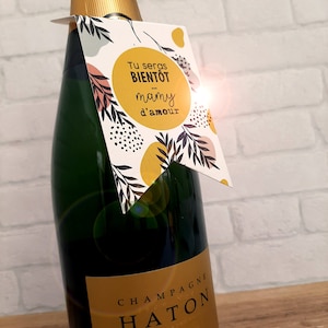 Annuncio di gravidanza della nonna - Etichetta del collo della bottiglia di vino - Bottiglia di champagne - Bottiglia di gin - Bottiglia di vodka o altro - Nonna