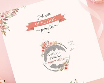 Demande marraine - Carte à gratter annonce grossesse bébé - annonce de naissance futur bébé - Noël