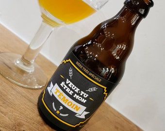Etichetta della bottiglia di birra - Vuoi essere il mio testimone? - Richiesta testimone maschio - Testimone d'onore