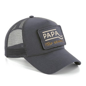 Personalisierte graue Papa-Kappe - Originelles Vatertagsgeschenk - Trendige Snapback-Kappe für Herren - Abnehmbarer bedruckter Patch