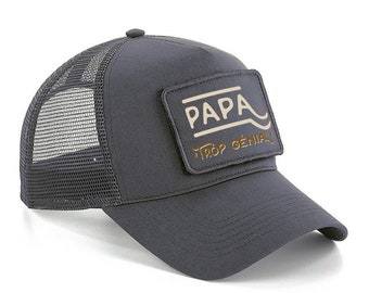 Trendy gray men's cap - American cap - Mesh back panels - Adjustable at the back - Removable patch - Father's Day