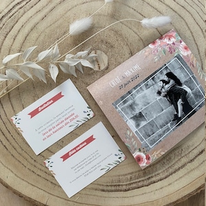 Faire part invitation de mariage avec photo - avec carton d'invitation "moment unique" - mariage tendance nature, floral, bohème, boho