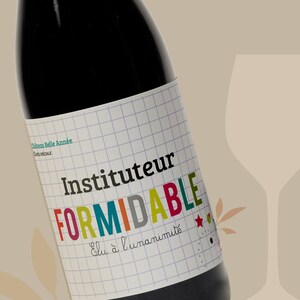 Etiqueta de vino "Gracias, profesor" - Regalo de fin de curso para pegar en la botella - Adhesivo de 120 x 80 mm - Botella no incluida