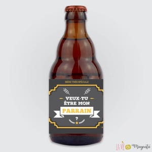 Etiquette bouteille de bière parrain - Veux tu être mon parrain?
