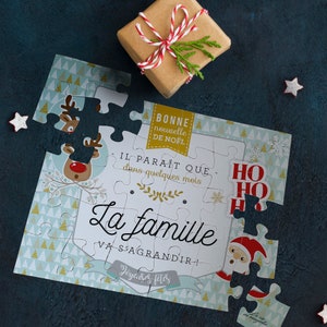 Annonce grossesse Noël Puzzle La famille va s'agrandir naissance bébé image 1