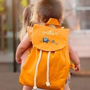 Sac à dos maternelle enfant personnalisé avec prénom coton bio mini sac à dos couleur crèche sport personnalisable image 9