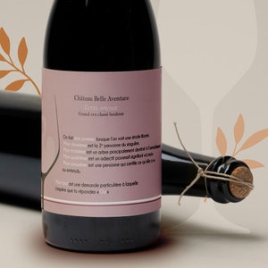 étiquette de vin rose or -  France