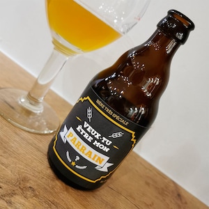 Etiquette bouteille de bière parrain - Veux tu être mon parrain? - sous-verre - sous bock liège