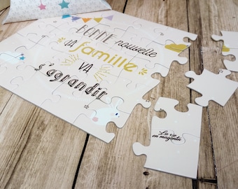 annonce grossesse puzzle La famille va s'agrandir - annonce naissance - bébé - grands parents