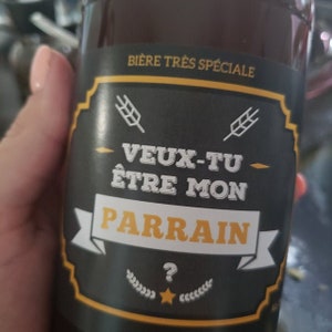 Kit bière demande parrain Sous-verre & étiquette bouteille de bière parrain Veux tu être mon parrain sous bock en liège image 9