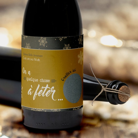 Étiquette bouteille de vin Noël Annonce de grossesse, demande parrain  marraine, bonne année, joyeux noël - Cuisine, Art de table/Étiquette  bouteille de vin - lamouettebleue