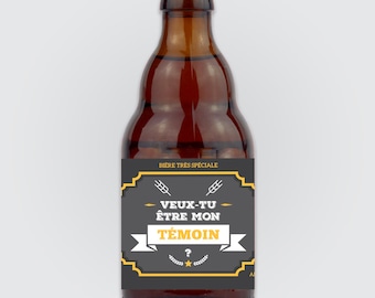 Étiquette bouteille de bière témoin - Veux tu être mon témoin? - ma témoin