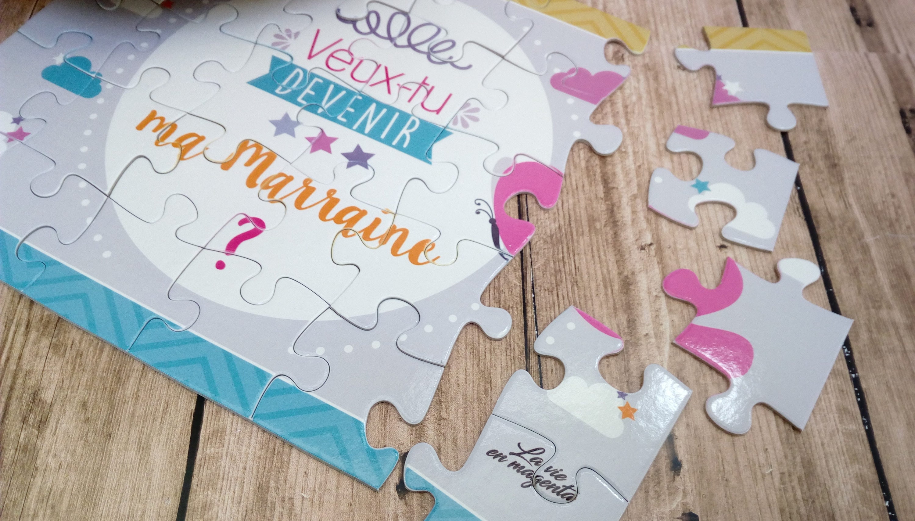 Puzzle en bois Parrain Marraine - Une Jolie Fête