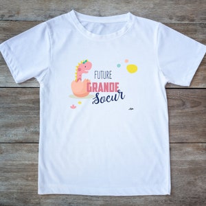 annonce grossesse dino Grand frère Grande soeur t-shirt future grande soeur futur grand frère dinosaure image 2